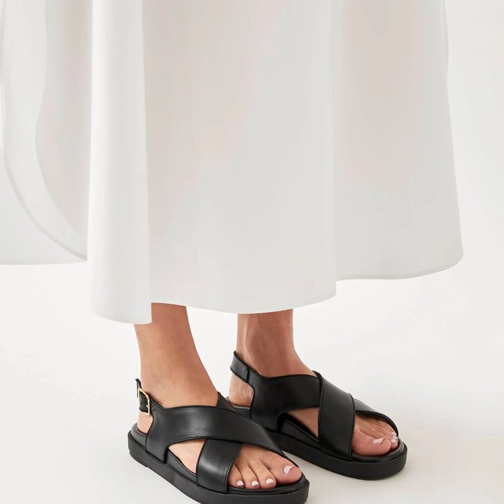 Nico Black Leather Sandals ALOHAS